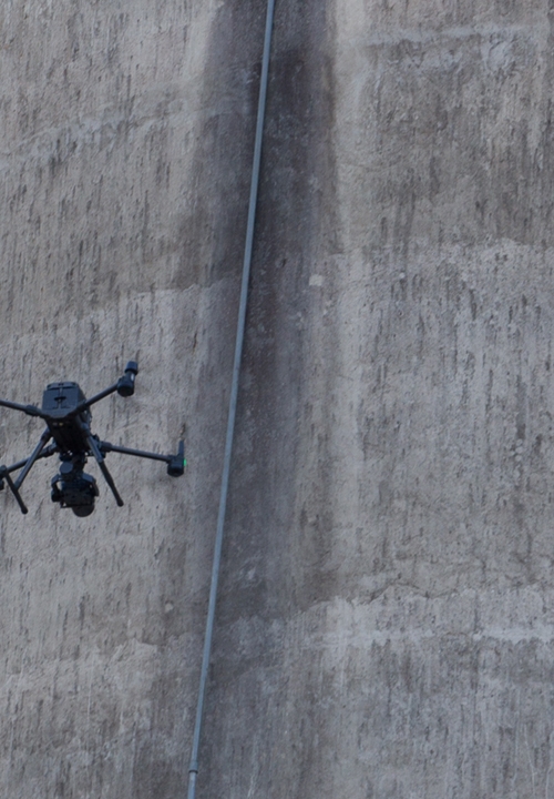 Spotscal drone performing drone inspection using 3D image processing